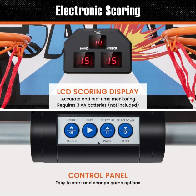 Coast Basketball-Spielautomat – Doppelter Basketballkorb mit elektronischer Anzeigetafel, 207 x 108 x 205 cm – Schwarz
