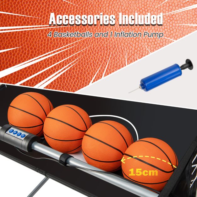 Coast Basketball-Spielautomat – Doppelter Basketballkorb mit elektronischer Anzeigetafel, 207 x 108 x 205 cm – Schwarz