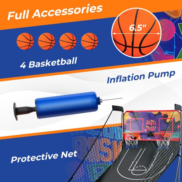 Coast Basketball Game - Elektronisch - Zusammenklappbar - Doppelt - Arcade - 203x110x205cm - Lila/Schwarz