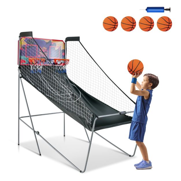 Coast Basketball Game - Elektronisch - Zusammenklappbar - Doppelt - Arcade - 203x110x205cm - Lila/Schwarz