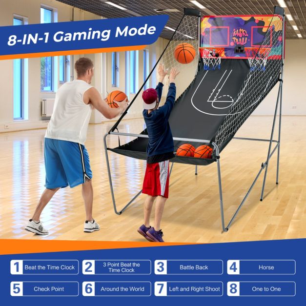 Coast Basketball Game - Elektronisch - Zusammenklappbar - Doppelt - Arcade - 203x110x205cm - Lila/Schwarz