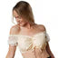 DressForFun Dirndlbluse Tyroler Hanne - Mit Carmenausschnitt und Spitzenrüschen und Satinband - Für Oktoberfest und Motto-Partys - Beige Polyester und Baumwolle - Größe S