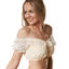 DressForFun Dirndlbluse Tyroler Hanne - Mit Carmenausschnitt und Spitzenrüschen und Satinband - Für Oktoberfest und Motto-Partys - Beige Polyester und Baumwolle - Größe S