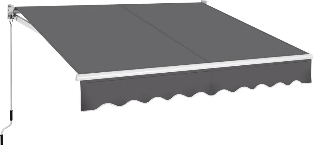 Yaheetech Gelenkarmmarkise 300 × 250 cm - Dunkelgrau - Manuelles Sonnensegel mit Kurbel und verstellbarem Winkel 5-35°