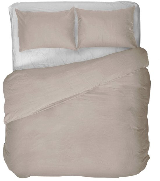 Kayori Saya Bettbezug aus Baumwollsatin – 140 x 200–220 + 1 Kissenbezug – Einzelbett – Bio-Baumwolle – Beige