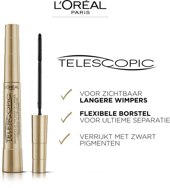 L’Oréal Paris Telescopic Mascara – Mascara für sichtbar längere Wimpern – Volumen ohne Klümpchen – Schwarz – 8 ml