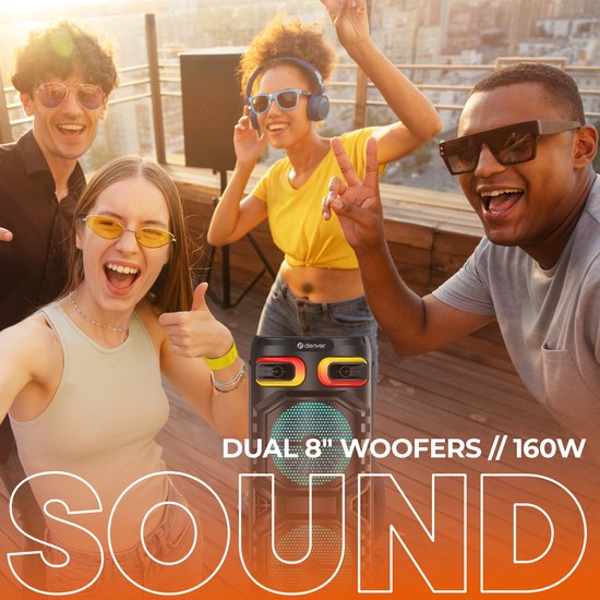 Denver - BPS355 - Lautsprecher & Party Box - Disco Lights - inkl. Fernbedienung - Mikrofonanschluss - Schwarz