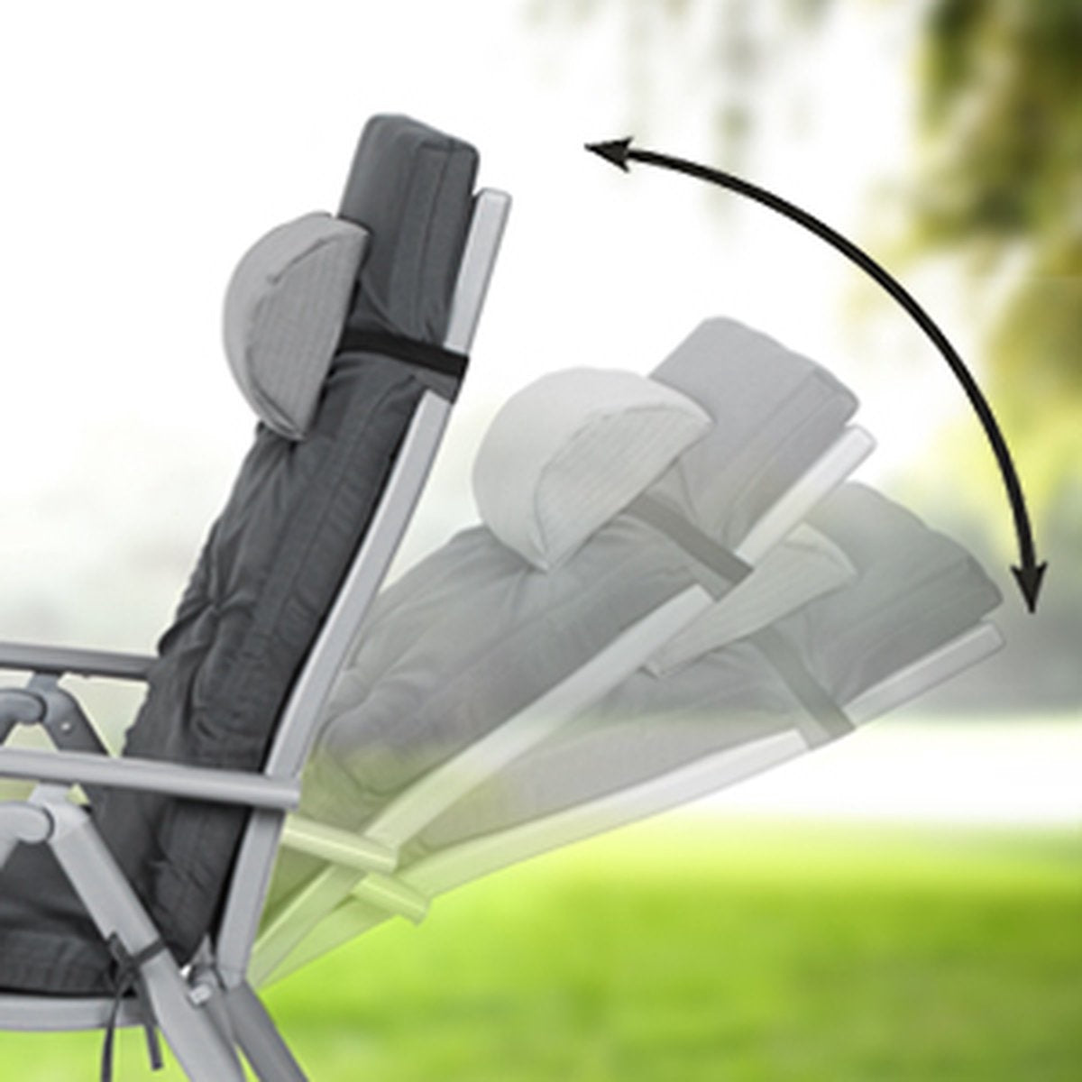 O'DADDY Liege - Liege klappbar - Schwarz - Sonnenliege mit Kopfstütze - Liegestuhl 183 x 60 x 39 - Gartenliege inklusive Liegekissen