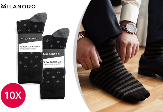 Milanoro – 10 Paar stilvolle Herrensocken aus Baumwolle – Marineblau – 43–46