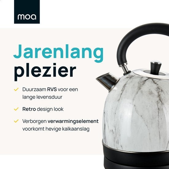 MOA Retro-Wasserkocher Weißer Marmor 1,8 Liter - Elektrisch - Limitierte Auflage - EK3TM
