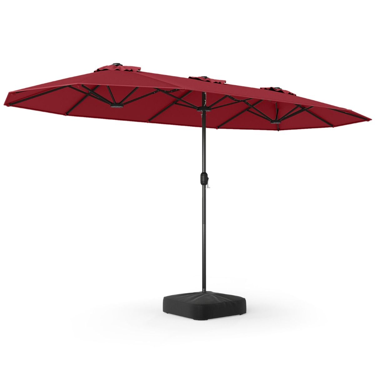 Coast Doppel-Terrassenschirm – extra großes Tuch – beschwerter Fuß – Weinrot 400 x 212 cm