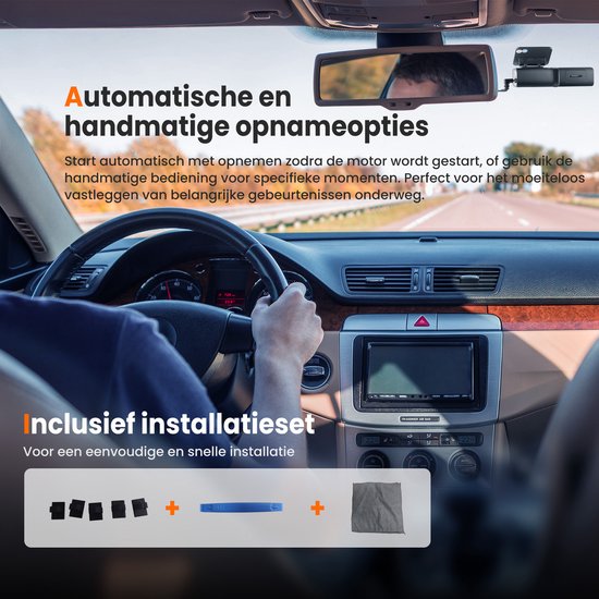 Dashcam für Auto vorne und hinten - 4K und 64GB - Dual Dashcam - G-Sensor und Zeitrafferfunktion - Schwarz - von Faas