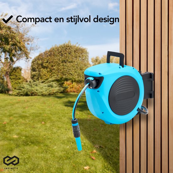 Infinity Goods Wandslangbox - 20 Meter - Slanghouder - Tuinslang Met Haspel - 180Â° Draaibaar - Automatisch - Slanghaspel