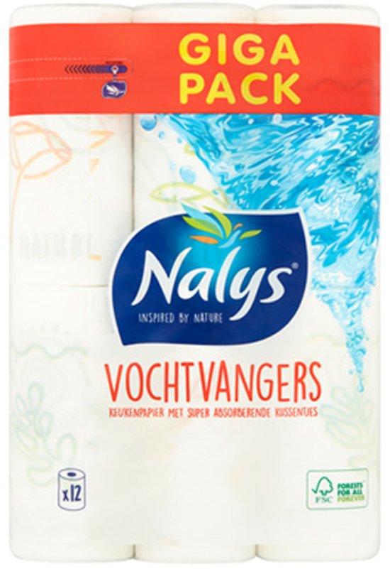 Nalys – Küchenpapier mit Feuchtigkeitsabsorbierern – 12 Rollen