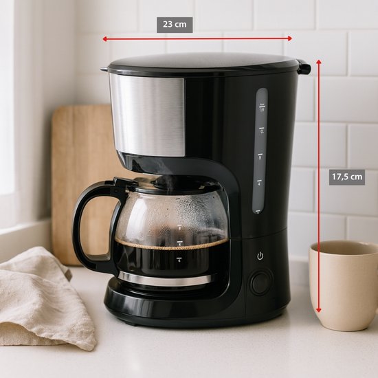 alpina Kaffeemaschine für Filterkaffee, 750 W – Kaffeemaschine mit wiederverwendbarem Kaffeefilter – Kaffeemaschine mit 1,25-Liter-Glaskanne – 10 Tassen Kaffee pro Brühvorgang – Tropfstopp-Kaffeemaschine