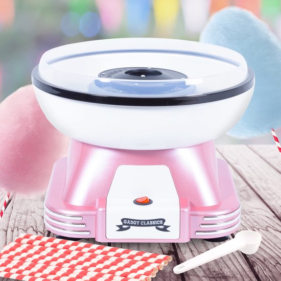 Gadgy Zuckerwattemaschine Retro Rosa, mit 10 Stäbchen und Messlöffel – Zuckerwatte-Maschinen – Süßigkeiten – Kinderparty – Zuckerwatte-Zucker – Cotton Candy