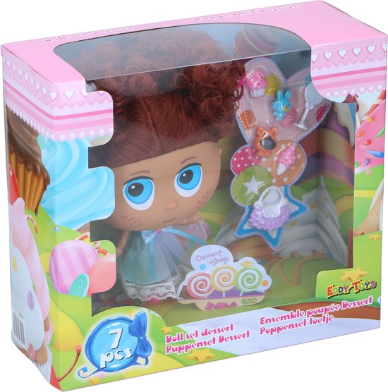 Eddy Toys Puppen Set - Mit Zubehör - 20x11x19cm - Dessert Thema