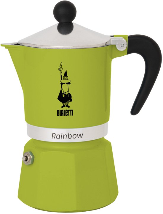 Bialetti Rainbow Percolator 1 Tasse, grün – Espressokocher – Aluminium – italienische Kaffeemaschine – 60 ml