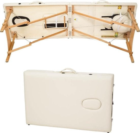tectake - Mobile Massageliege Behandlungsliege - 3 Zonen - 5 cm dick - inkl. schwarzer Tragetasche - beige - 401465