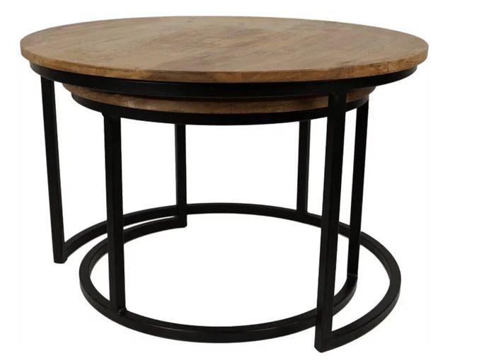 White Label Couchtisch-Set – stapelbares Design – runde Tische Ø 60/45 cm – Weiß