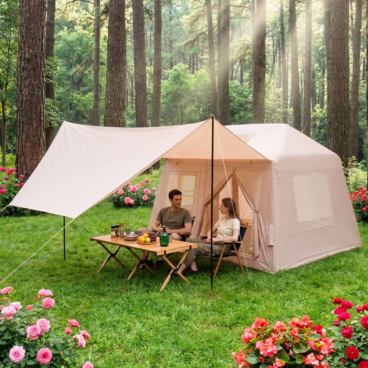 Coast aufblasbares Campingzelt – geeignet für 4–6 Personen – schnell aufzubauen – khaki 253 x 213 x 183 cm