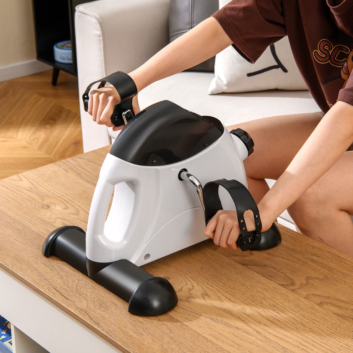 Coast Mini-Heimtrainer – Arm- und Beintrainer – Einstellbarer Widerstand – Weiß