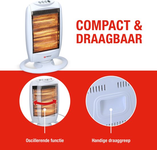 alpina Herd - Halogen - Drehbar - 1200 W - 3 Heizstufen - Ãœberhitzungsschutz