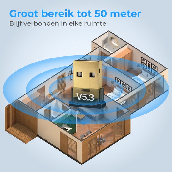 Nuvance Bluetooth-Adapter - 5.3 - Bluetooth-Empfänger - USB - Bluetooth-Dongle PC - Geeignet für Windows 11/10/8/7