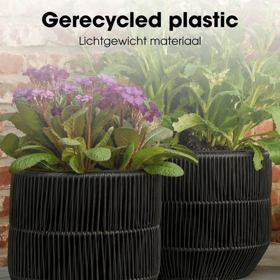 Mica Decorations Peta Blumentopf für den Außenbereich – 3er-Set – Pflanzgefäß für Blumen und Gartenpflanzen – Blumentöpfe für den Außenbereich – Schwarz