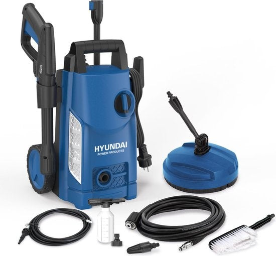 HYUNDAI Hochdruckreiniger 1500W - Komplettes Deluxe-Set - 360 L/Stunde - Inklusive zahlreichem Zubehör - Düsen - Terrassenreiniger - Seifenbehälter