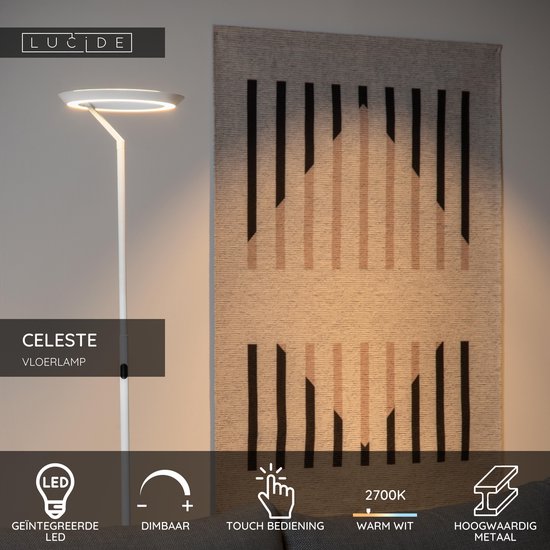 Lucide CELESTE – Stehlampe – Ø 28 cm – dimmbare LED – 1x21 W, 2700 K – Weiß