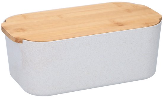 alpina Brotaufbewahrungsbox 33 x 18,5 x 12 cm – Brotkasten mit Bambusdeckel – Deckel auch als Schneidebrett verwendbar – Kompaktes Format – Zur Aufbewahrung von Brot – Küchenzubehör