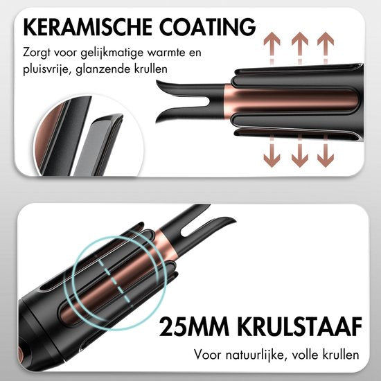 Sansbeauté Automatischer Lockenstab - Keramischer Lockenstab - Lockenstab - Lockenwickler - Lockenwickler - gewelltes Haar - Lockenstab - Lockenbürste rotierend - Wellen-Lockenstab - Wellen-Lockenstab