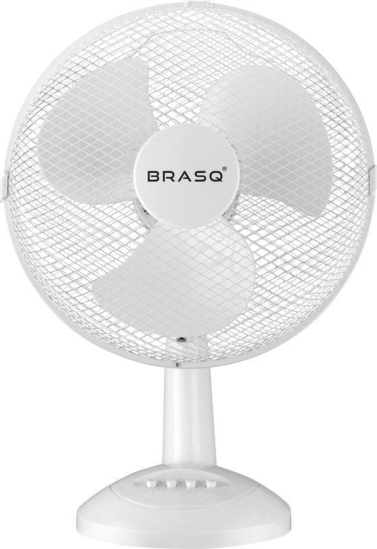 BRASQ Tischventilator - 30 cm - 3 Geschwindigkeiten - Standventilator - 40 Watt - Weiß