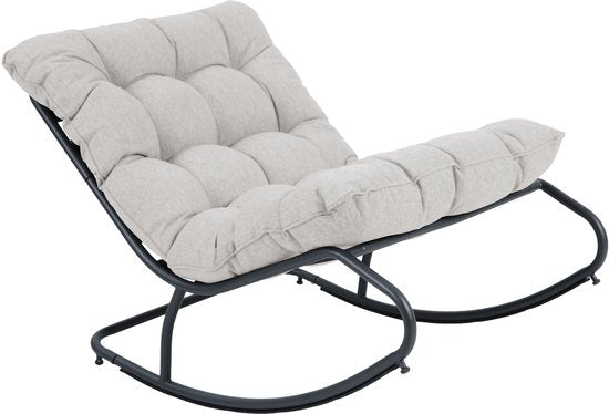 AXI Ruby Schaukelstuhl Schwarz/Beige – Schaukelstuhl für den Außenbereich – mit dicken Kissen – Metallgestell – Lounge-Gartenstuhl mit Schaukelfunktion