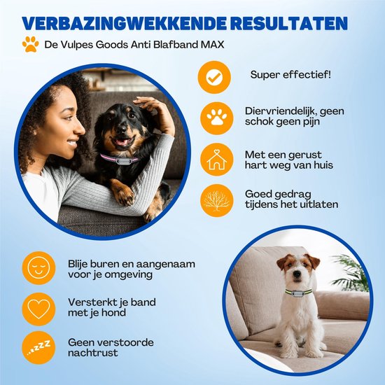 Vulpes Goods® Anti-Bell-Halsband MAX - Erziehungshalsband ohne Schock - Anti-Bell-Gerät für kleine und große Hunde - wasserdicht - wiederaufladbar - Vibration und Audio - 3 zusätzliche Halsbänder