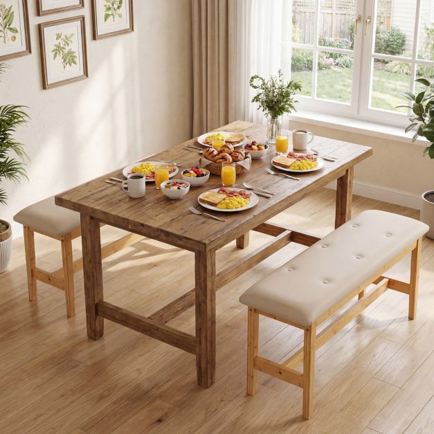 Coast Fußbank 100 cm Beige/Natur – Gepolsterte Bank aus Kunstleder mit Bambusgestell – Schuhbank & Schlafbank bis 200 kg