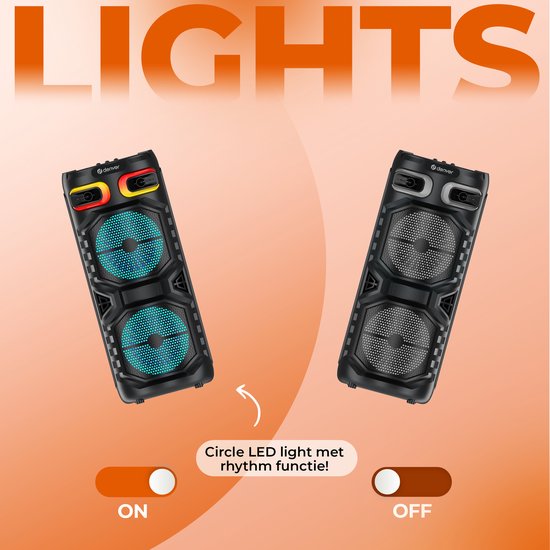 Denver - BPS355 - Lautsprecher & Party Box - Disco Lights - inkl. Fernbedienung - Mikrofonanschluss - Schwarz