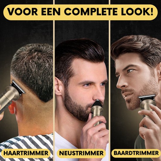 8-in-1 Bartschneider Herren + Reisetasche - Trimmer für Bart und Körper - Inkl. 8 Aufsätze - Body Groomer Herren - Body Trimmer Herren - Haartrimmer - Clippers - 0.5-15MM - Nase und Ohren - Trimmer - Bartmaschine - Multigroomer