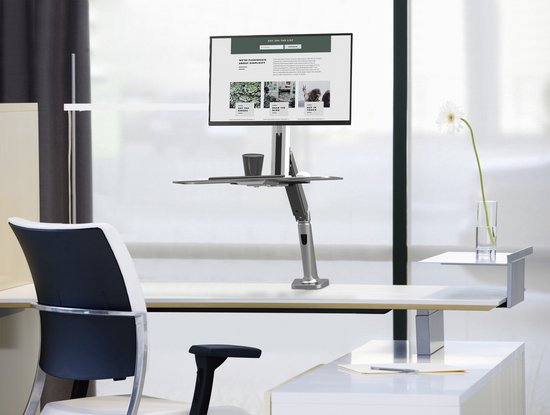 Sitz-Steh-Arbeitsplatz - Monitorhalterung mit Tastatur - Arbeitsstation