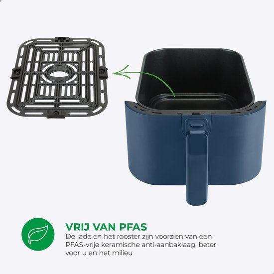 Bourgini Slimfit Airfryer XL Blau - Heißluftfritteuse - 5 Liter - 1500W - PFAS frei