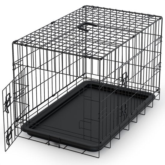 Avalo - Hundebox XXL - Faltbarer Käfig - 2 Türen - 122x74x80 CM - Schwarz