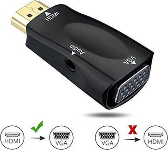 GarpexÂ® HDMI zu VGA Adapter mit Audio - HDMI zu VGA Kabel mit Audio - Full HD 1080p - Schwarz