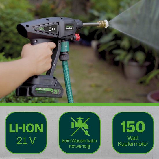 Hammersmith HydroBlast 2-in-1-Autowaschpistole – Kabellos - Mit wiederaufladbarem Akku - Für die Garten-, Fahrzeug- und Außenreinigung