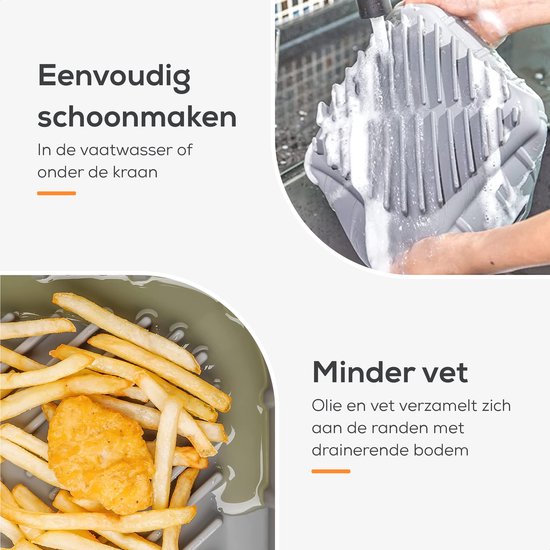 KitchenLove Airfryer Tabletts Silikon XXL - 2 Stück - Quadratisch - Backpapier Alternative - Zubehör - BPA frei - 20CM