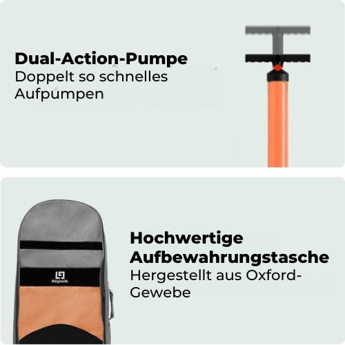 LifeGoods PaddlePro SUP Board - Aufblasbares - Komplettset - Max. 135KG - 320x81cm - Weiß/Orange