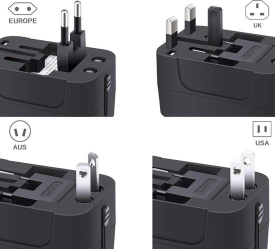 Northwall Universal World Plug mit 2 Schnelllade-USB-Anschlüssen - Internationaler Reisestecker für 150+ Länder - England, Amerika, Südafrika, USA, Italien, Großbritannien, Australien, Indien, ...