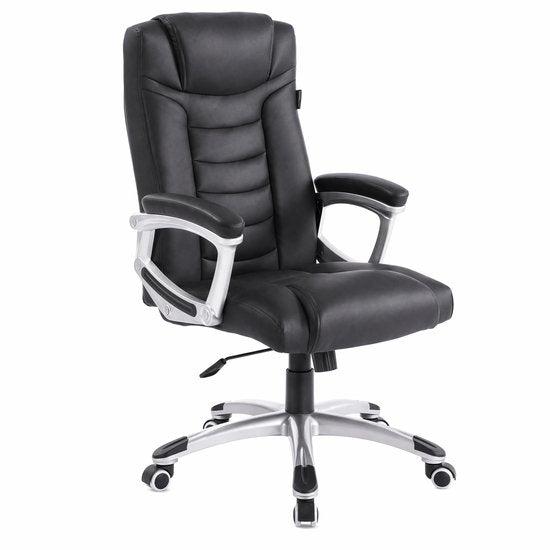 Monza Home® Bürostuhl Schwarz – Ergonomischer Bürostuhl – PU-Leder – Verstellbar – 150 kg Tragkraft – Luxuriöser Chefsessel