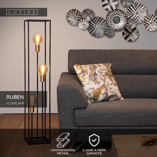 Lucide RUBEN – Stehlampe – 3xE27 – Schwarz
