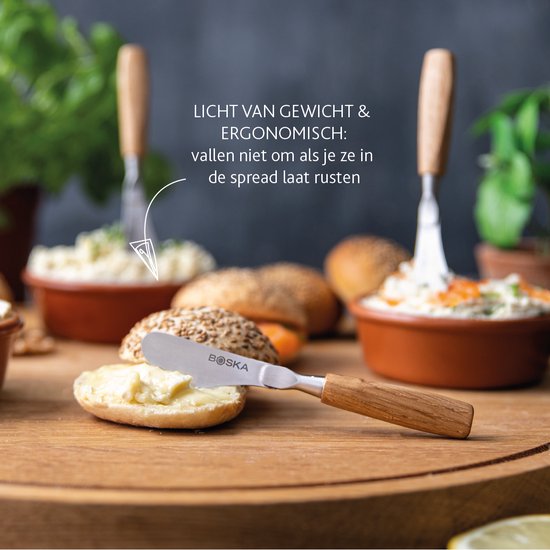 Boska Spreizmesser-Set Mini Oslo - 3er-Set - Europäische Eiche - Für Brotaufstriche - Leichtgewicht - 12cm